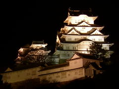 ライトアップされた姫路城を望む