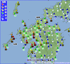 9月17日18時現在の風向・風力