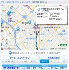 博多駅で下り13.7Mbps