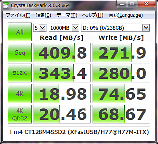 Crucial m4 CT128M4SSD2 (NV-HS423U3S/XFastUSB@H77M-ITX)