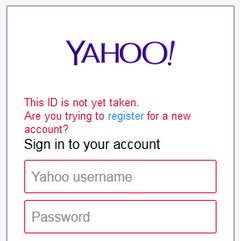 This ID is not yet taken. Are you trying to register for a new account?
