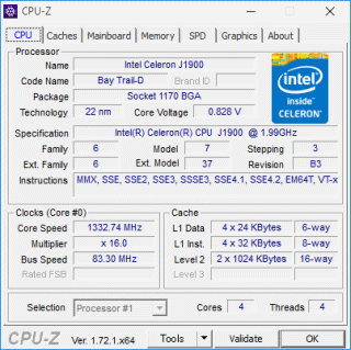 CPU-Z:Celeron J1900