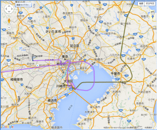 羽田空港周辺の飛行軌跡