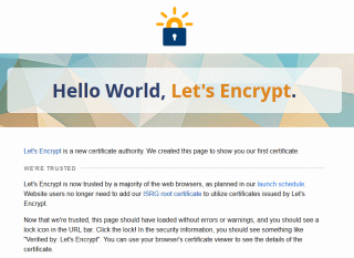 Hello World, Let's Encrypt
