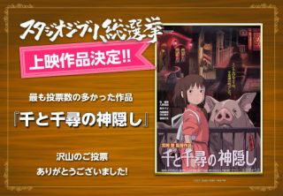 「スタジオジブリ総選挙」1位は「千と千尋の神隠し」 9月10日から全国5劇場で上映開始