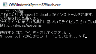 Bash on Ubuntu on Windows インストール中