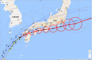 台風3号（ナンマドル）の進路図