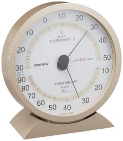 エンペックス気象計 温度湿度計 スーパーEX 高品質温湿度計 置き掛け兼用 日本製 シャンパンゴールド EX-2718