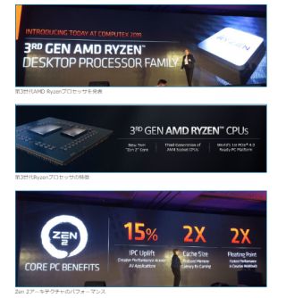 AMDが12コア24スレッドで499ドルの「Ryzen 9 3900X」など第3世代Ryzenファミリーを発表