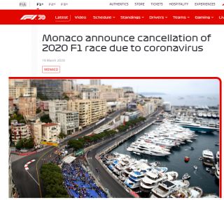 Monaco announce cancellation of 2020 F1 race due to coronavirus